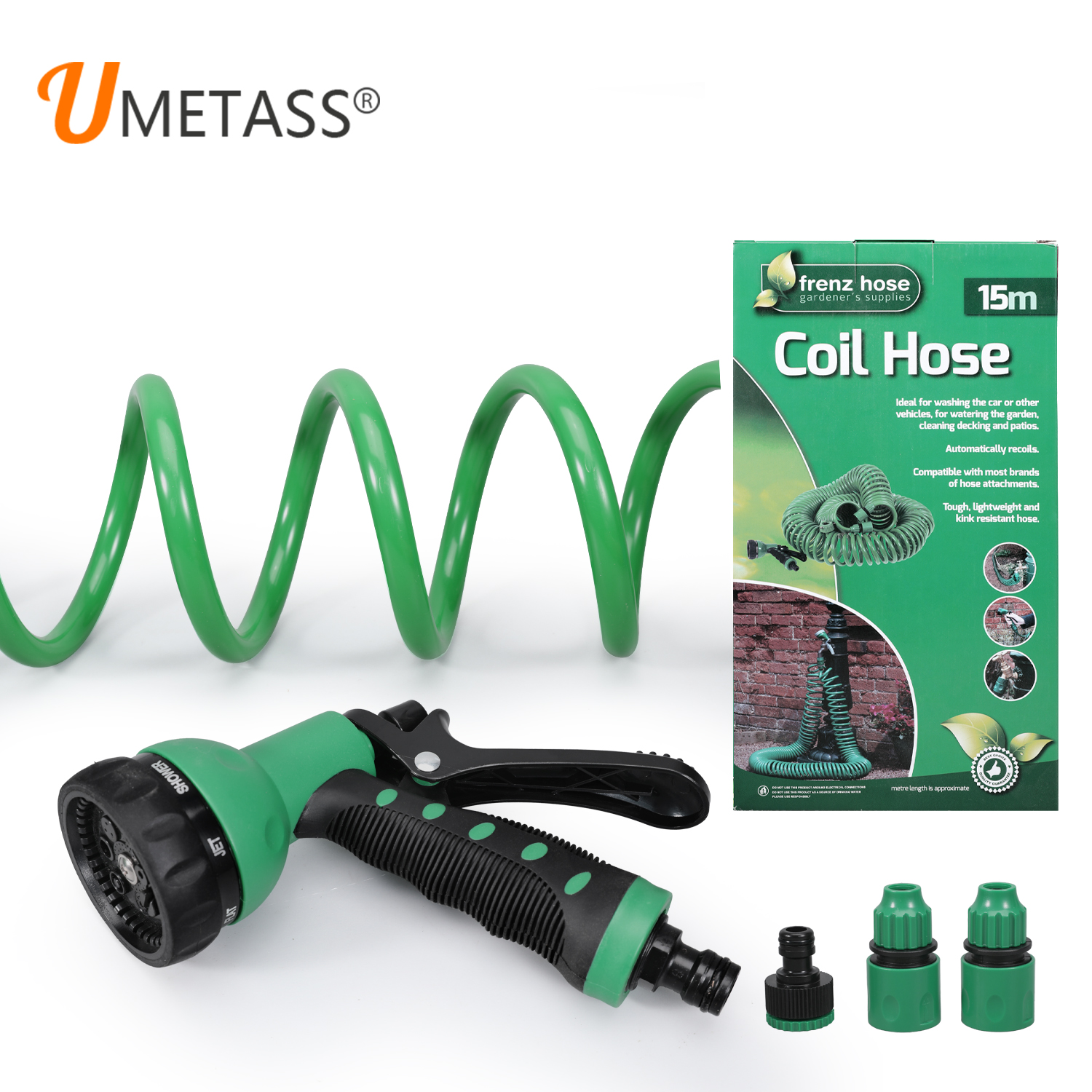 Gartenschlauch -Sprühpistole Set, Hochdruck -Sprühpistole 8 Funktion Schlauchspritzsprühgerät Multi -Wasser -Sprühpistole für Bewässerung von Pflanzen oder Rasenflächen, Autowaschen, Haustier duschen, Fenster reinigen