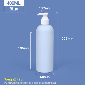 400 ml blaue Plastik -Shampoo -Flaschen mit Aprikosenpumpenkappe