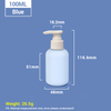 100 ml blaue Reisegröße wiederverwendbare Plastikkosmetikpumpenflaschen mit Aprikosenpumpekappe