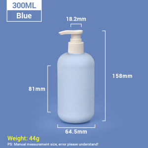 300 ml blaue Plastik -Shampoo -Flaschen mit Aprikosenpumpenkappe