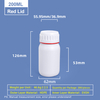 200 ml weiße Coex-Kunststoffflasche mit rotem Ring um die Kappe