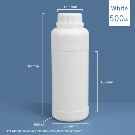 500 ml chemikaliensichere fluorierte Kunststoff-HDPE- und PTFE-Flasche 