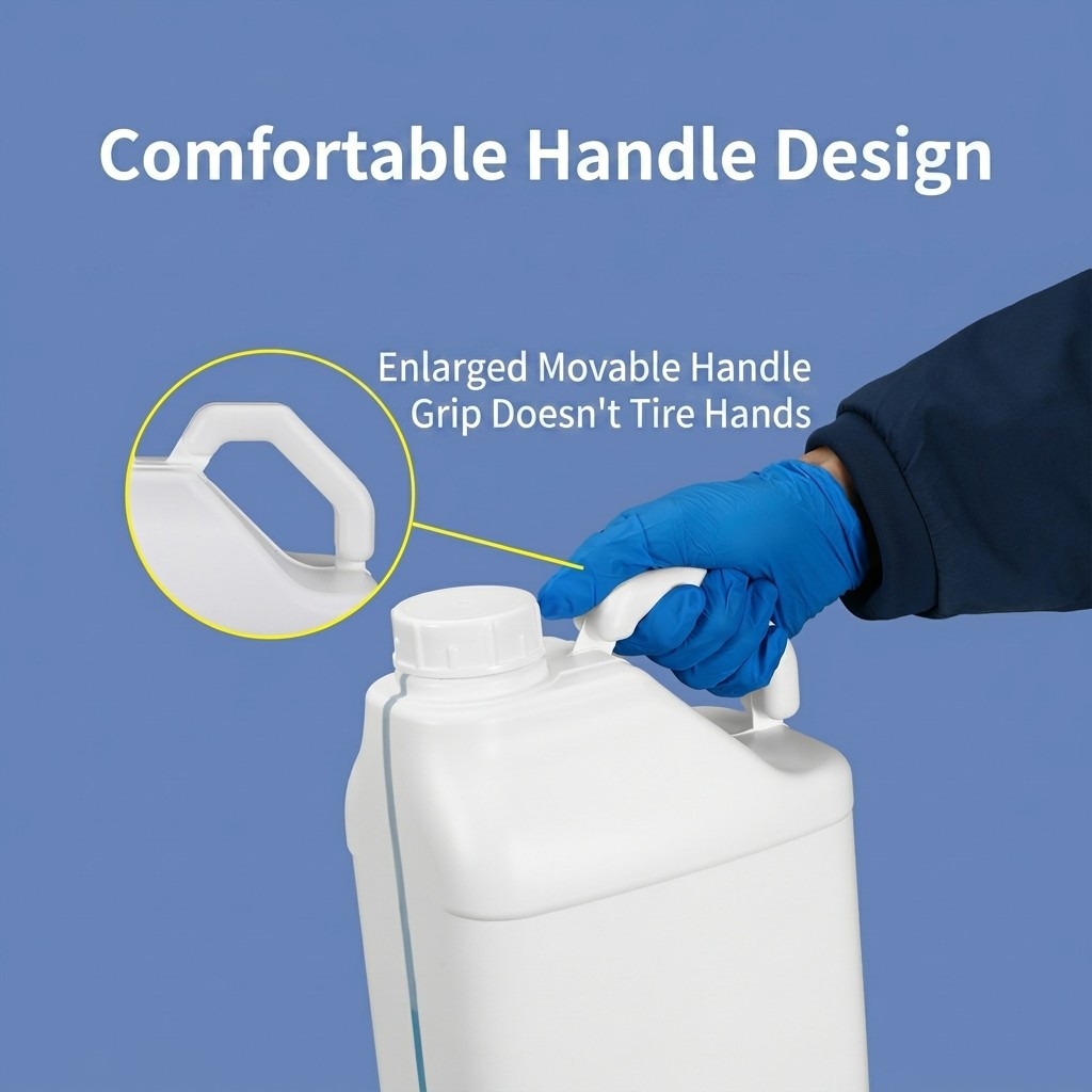 Quadratischer 5-Liter-HDPE-Kunststoffkanister mit großem Griff, Schraubverschluss, Folienauskleidung, auslaufsicher für Farben und Chemikalien