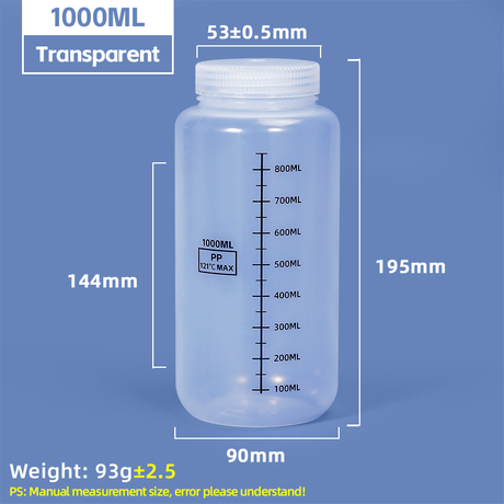 1000 ml Weithals-Reagenzflaschen aus Kunststoff mit Graduierung