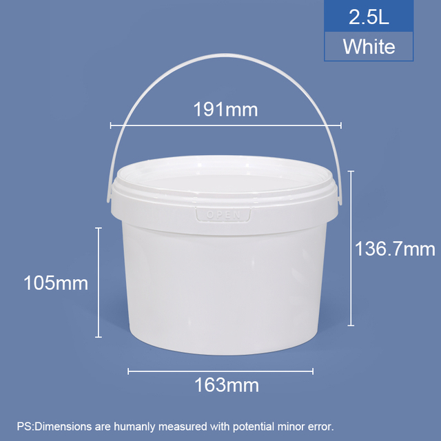 2500 ml 2,5 LTR-Lebensmittel-Runde plastischer Eimer & Badewanne