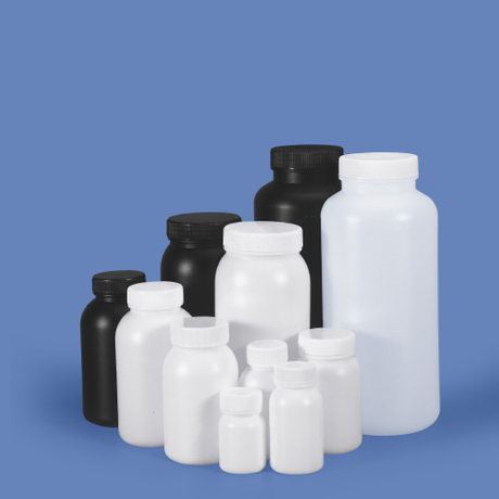 Fabrikdirekte, schwarz-weiße HDPE-Weithals-Kunststoffflasche mit auslaufsicherem Innendeckel für den Einsatz im Chemielabor