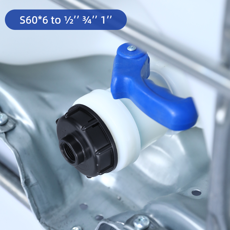 S60X6 Grobfaden zu 1/2 '3/4' 1 'interner Gewinde -IBC -Tankbeschläge, Plastikabflussadapter für Schlauchhahnventil (3/4' ')