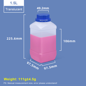 1500 ml durchscheinende quadratische Weithals-Kunststoffflaschen mit blauem Verschluss