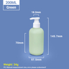 200 ml grüne Plastik -Shampoo -Flaschen mit weißer Pumpekappe