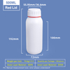500 ml weiße Coex-Kunststoffflasche mit rotem Ring um die Kappe