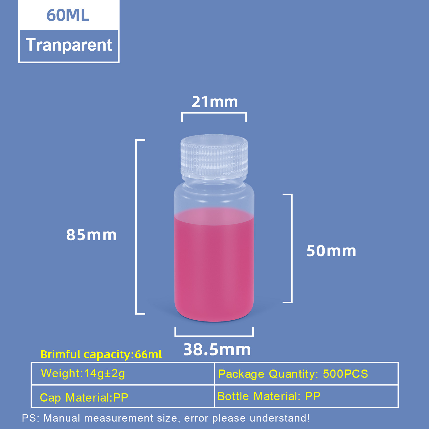 60 ml Weithals-Kunststoff-PP-Flasche