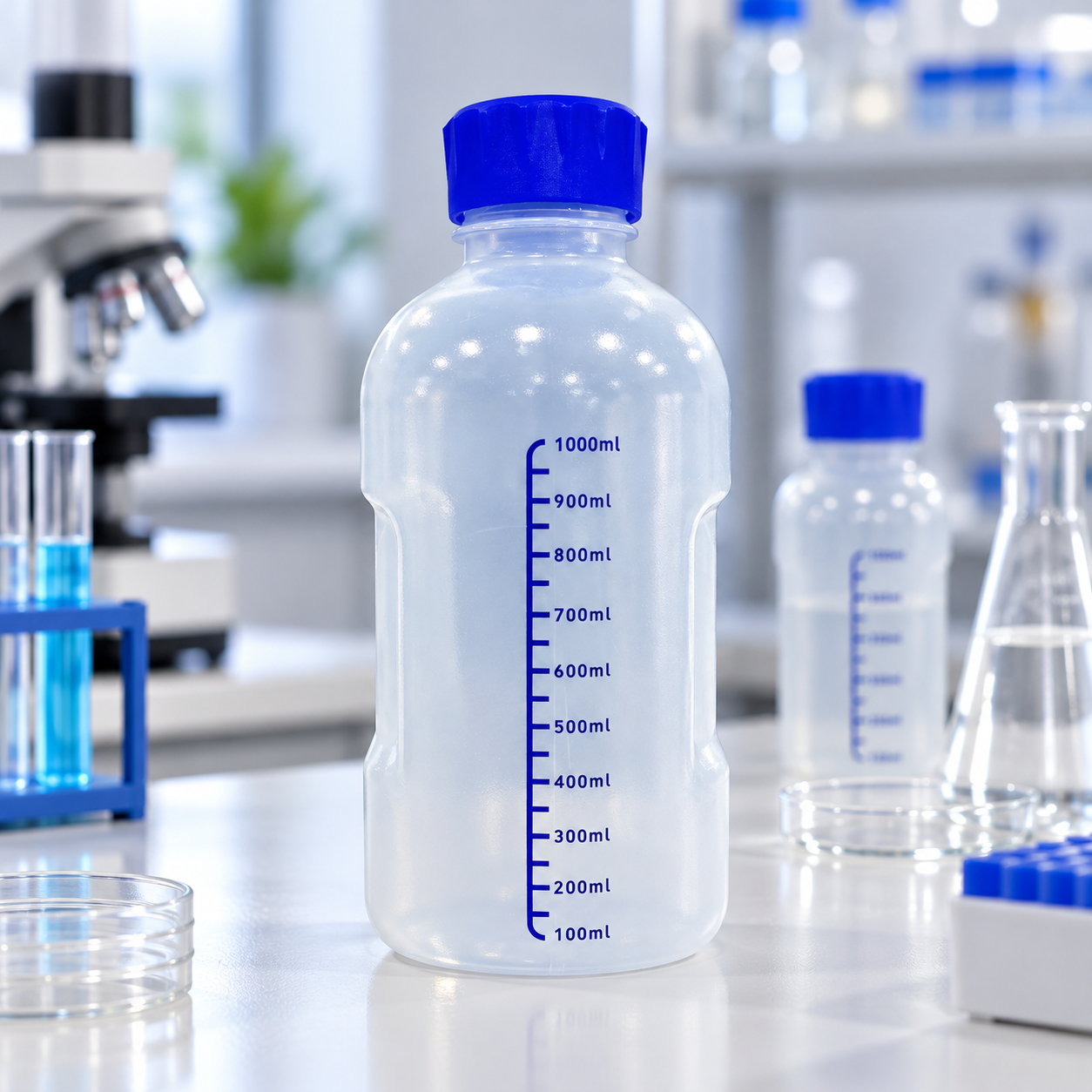 1-Liter-PP-Reagenzflasche mit Skalenstrich