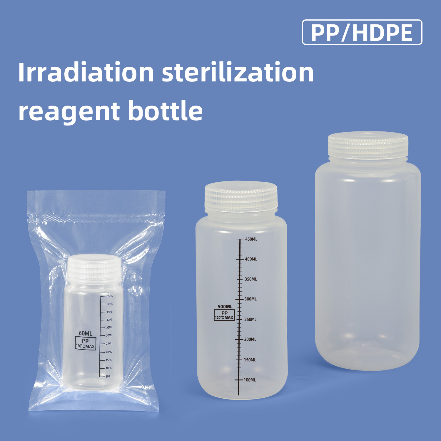 60 ml sterile PP-Reagenzflasche mit Schraubverschluss
