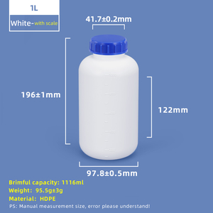 1-Liter-HDPE-Weithals-Plastikflasche mit Skalenstrich und Innenkappe