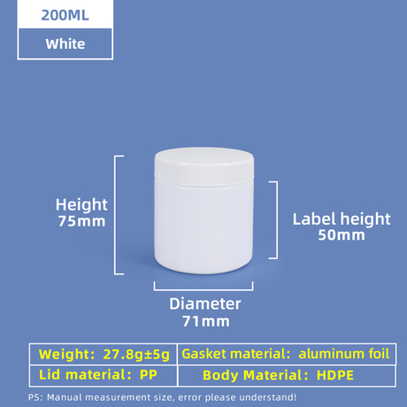 200 ml HDPE-Kunststoffglas mit weitem Mund und Schraubverschluss