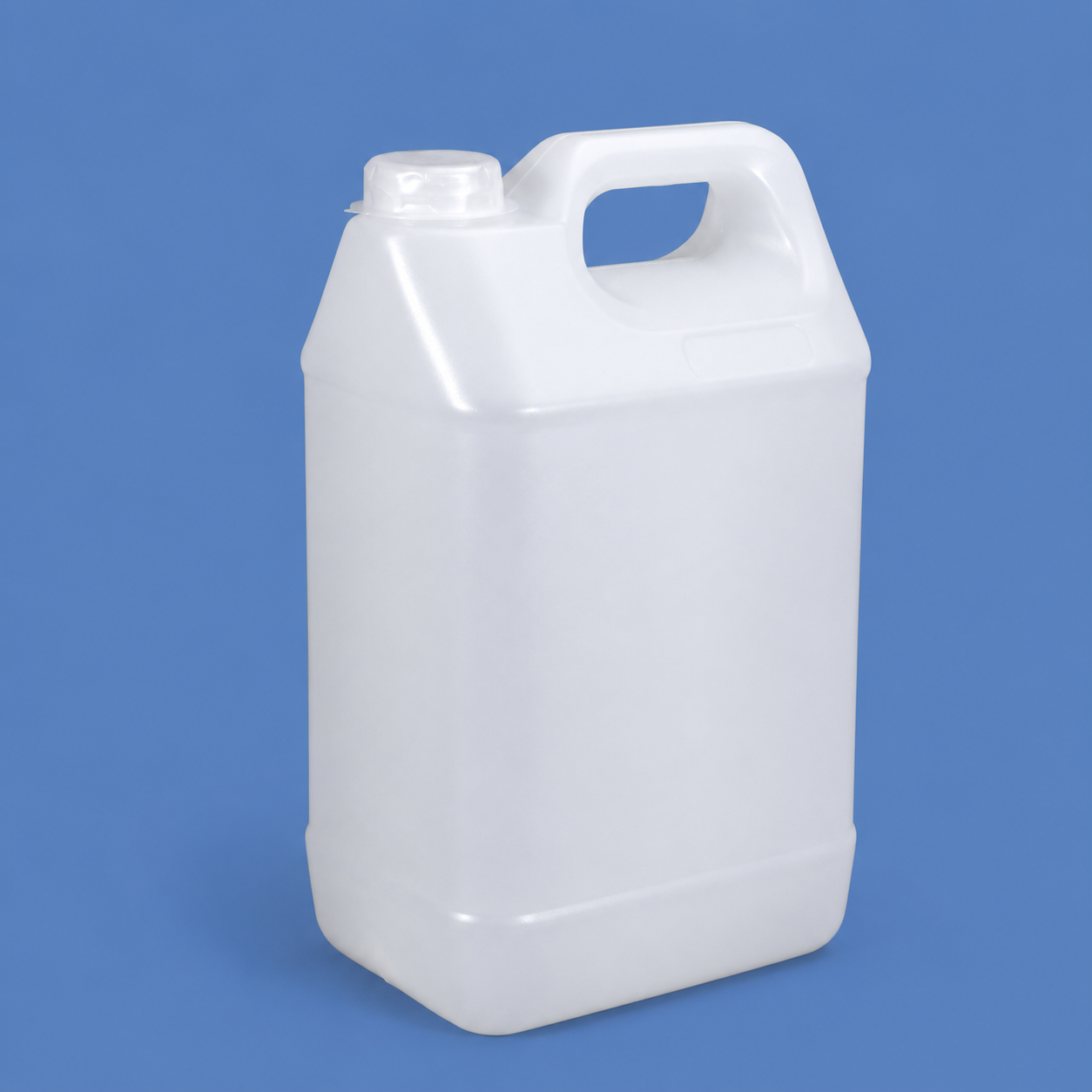 Quadratischer 5-Liter-Kanister aus lebensmittelechtem PE mit Walmundverschluss