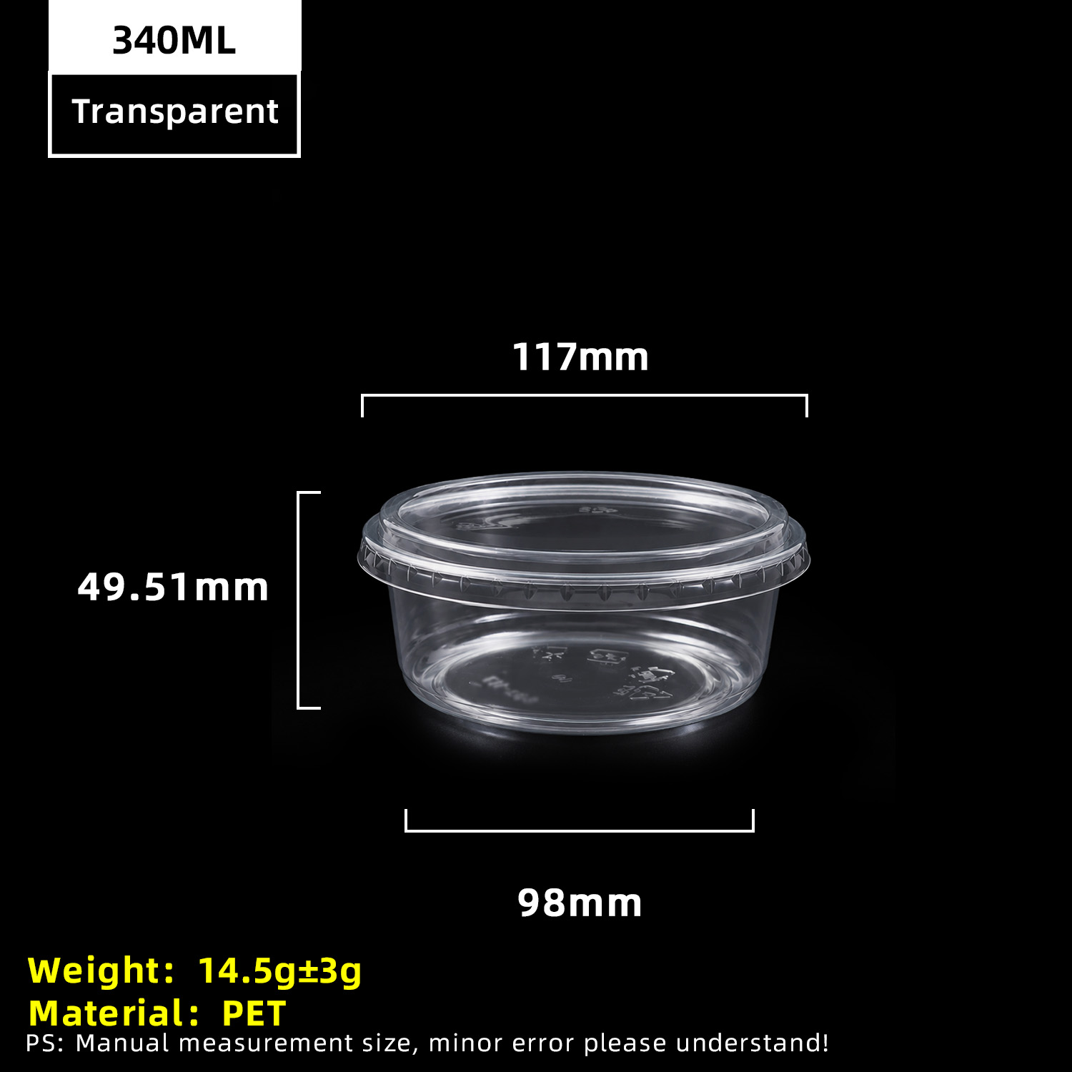 8oz 340ml transparenter PET-Kunststoffbecher