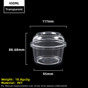 12oz 450ml transparenter PET-Kunststoffbecher