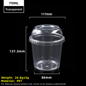 24oz 770ml transparenter PET-Kunststoffbecher