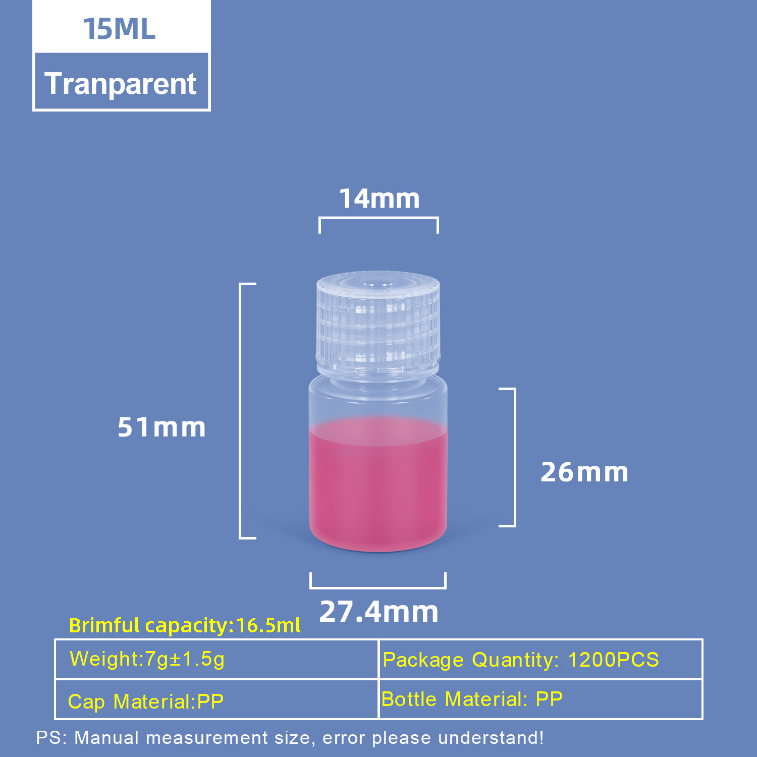 15 ml Weithals-Kunststoff-PP-Flasche