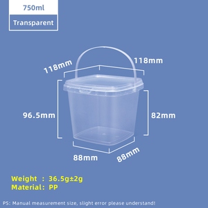 750 ml quadratischer Aufbewahrungseimer aus lebensmittelechtem PP-Kunststoff