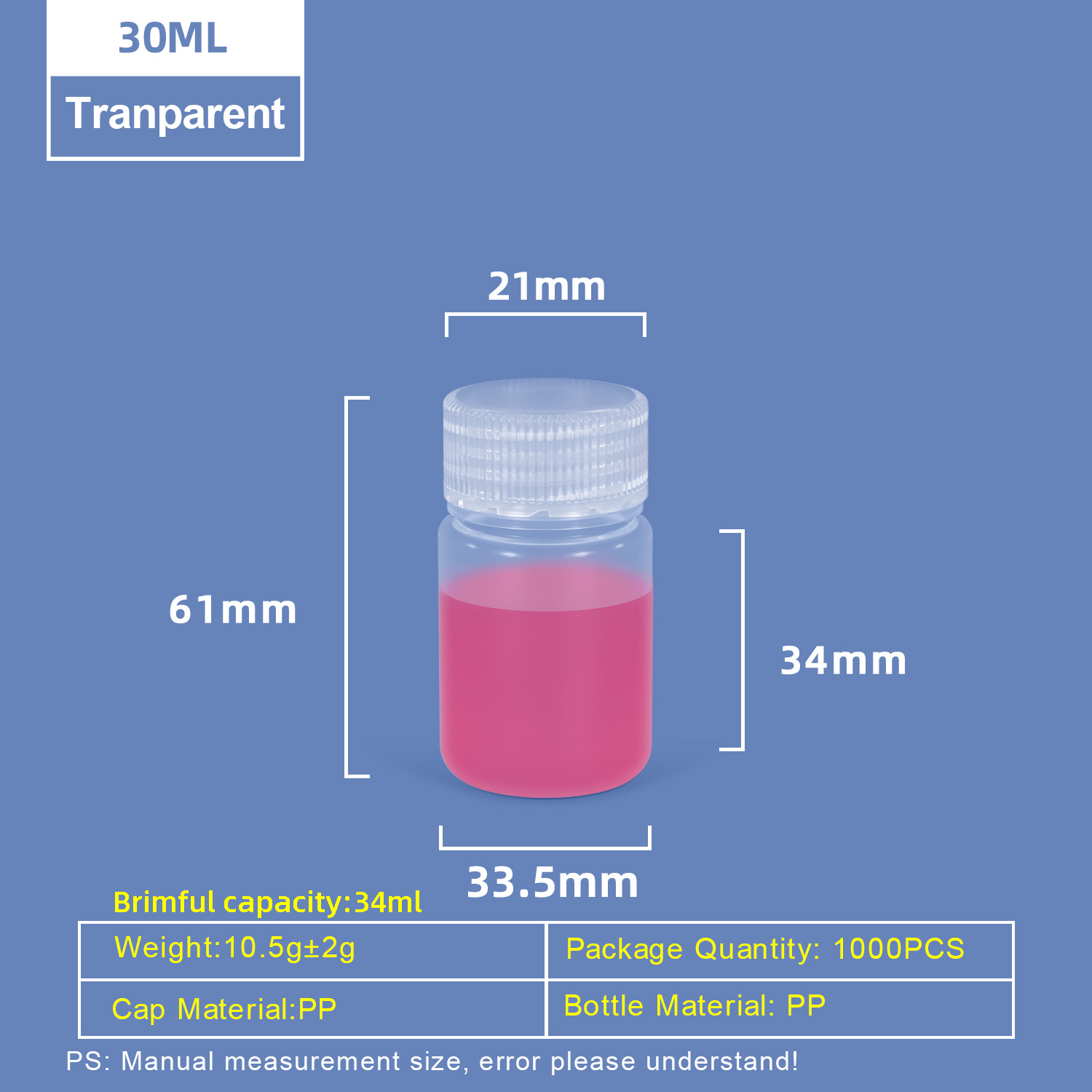 30 ml Weithals-Kunststoff-PP-Flasche